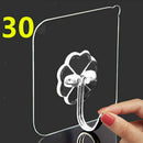30Pcs Wall Hooks - Transparent Reusable Seamless Hooks,Waterproof and