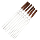 6PCS BBQ Barbecue Steel Grilling Kabob Skewers Needle Wooden Handle