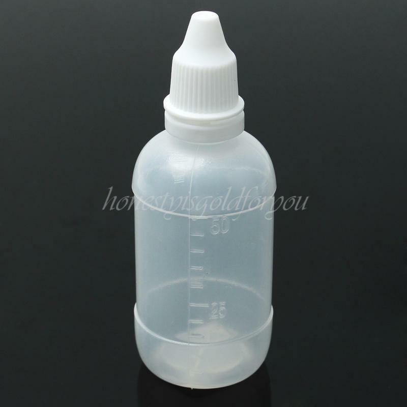 10x 50ml Eye Liquid Solvents Stock Screw Cap Lids Dropper Bottles With Scale