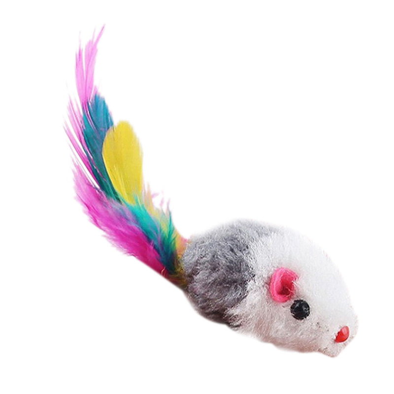 2x Soft Fleece False Mouse Cat Toys Colorful Feather Funny Playing Toys S Gw