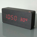 Multicolor Sound Control Wooden Wood Square Led Alarm Clock Desktop Table D