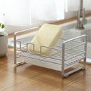 Drainer Rack Stainless Iron Kitchen Draining Organizer With Tray Sponge Hol