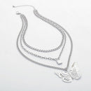 Multi-layer Necklace Women Hollow Out Butterfly Lock Choker Pendant Jewelry A