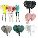 2 Wall Door Clothes Hat Bags Towel Hooks Decorative Elephant + Horse Black