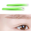2Pcs/Set Green Hair Removal Eyebrow Tweezer Eye Brow Clips Beauty Makeup Too BX