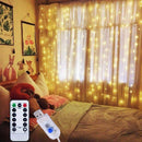 Window Curtain Icicle String Lights with Remote & Timer, 300 LED Fairy Twin