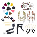 49Pcs Guitar Accessories Guitar Strings Capo Tuner Bone Bridge Picks Holder