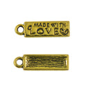 100Pcs Metal MADE WITH LOVE Rectangle Charms Pendants for DIY Jewelry Craft