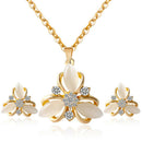 Opal Flower Hollow Out Necklace Earrings Jewelry Sets For Wedding Party YA BX