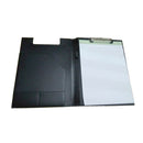 Foolscap/A4 Black PU Foldover Clipboard Paper Holder Pen Document Folder
