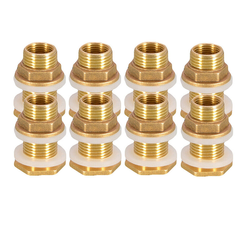 8pcs Brass Water Tank Connector Leak-proof Firm Connect DN15 Flush Port Kit