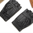 Men'S Outdoor Exercise Sport Mens Half Finger Leather Glove Leather Black C