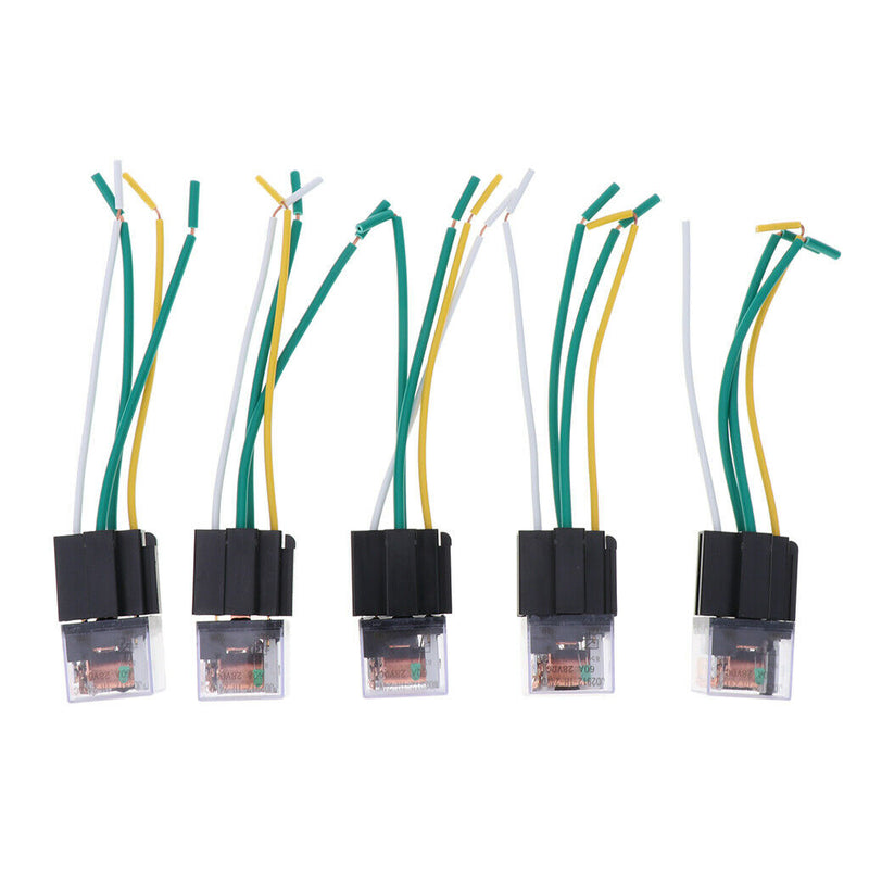 5x 60A LED Relay 24V 4Pin Socket w Wire Normal Open Waterproof Car Truck Van