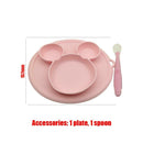 Silicone Cushion Baby Plate with Spoon for Kid Infant Tableware Bowl (Pink) A