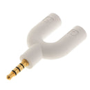 3.5mm Stereo Audio Jack Earphone Headphone 2 Way Splitter Adapter White