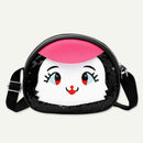 Cartoon Print Bag Girl Kids Sequins Shoulder Messenger Leather Bags (Black) A