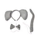 Elephant Animal Set Zoo Farm Jungle Safari Headband Ears Bow Tail Fancy Dress Hn