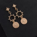 Women Crystal Sun Ear Stud Dangle Hook Drop Earrings Jewelry