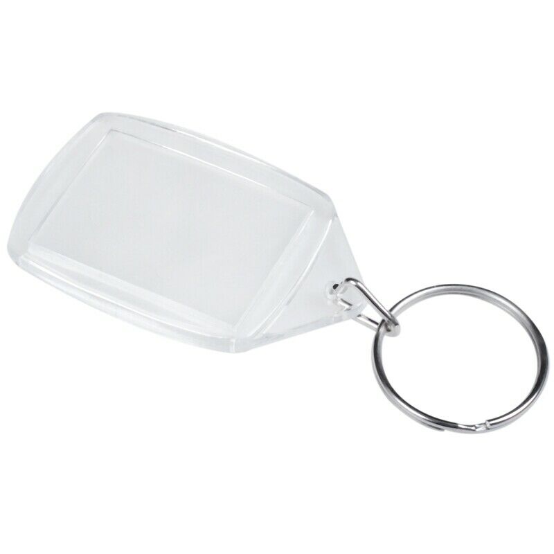 50x Clear Acrylic Plastic Blank Keyrings Insert Passport Photo Keychain Key K8N1