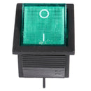 Green Light 4 Pin DPST ON/OFF Snap in Rocker Switch 15A 20A 250V AC 28X21Mm