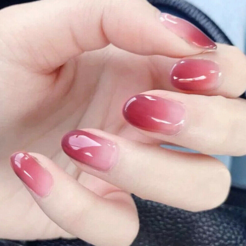 24Pcs Acrylic artificial design full size cover false beautiful nails art tiU Gw