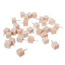 30 Pcs Creative Wooden Thumbtack Quadrate Decorative Drawing Push Pins Wood Head