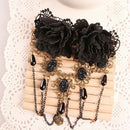 Gothic Retro Black Fringed Flowers Lace Headdress Fashion Hair Clip Jewelry