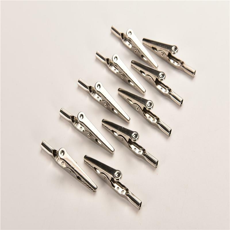 10x Stainless Steel Crocodile Alligator Clip Cable Test Lead Jumper Wire JR