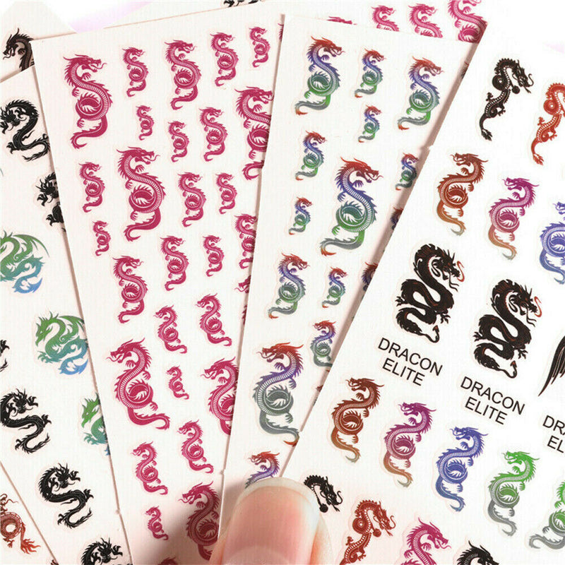 5 Sheets Waterproof Punk Dragon Decals Adhesive Nail Stickers Manicure Nail Art
