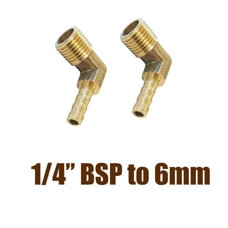2x 1/4 Brass Elbow Fitting 90 Degree BSP External Thread