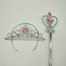 2 Sets Princess Fancy Dress Costume Glove Wand Tiara Jewelry Set Pink/Yellow