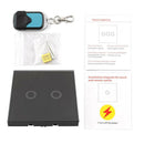 Light Switch with Wall Switch Touch Screen Glass Remote Control 2 Way Black