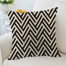 1X(Pack Of 4 Decorative Cushion Throw Pillow Covers Linen + Pu ,Modern Geom