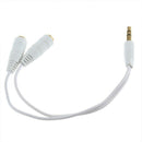 Cable splitter of white earphones 3.5 mm audio