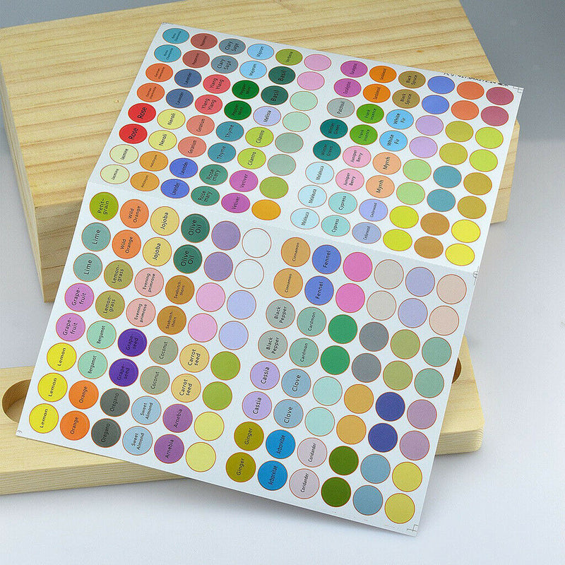 4 Sheets Essential Oil Bottle Cap Labels Aromatherapy Vial Stickers  English