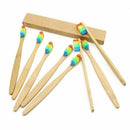 Natural Bamboo Toothbrush Made with Rainbow Nylon Infused Bristles in Recyc K4A2