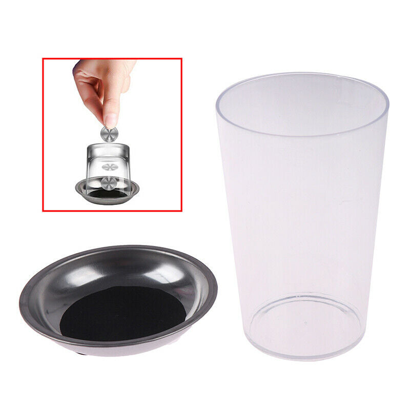 Coin Penetrates into the Cup Tricks Through the Glass Magical Steel Cup Mat+C_