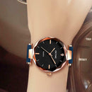 Waterproof Women Rhinestone Watch Lady Analog Quartz Wristwatch (Dark Blue)