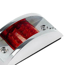 Red LED Side Marker Fender Light w/Chrome Bezel 12/24V Sealed Light Lens
