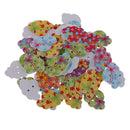 50Pcs Floral Hat Wood Buttons 2-Holes for Kids Scrapbooking Embellishments