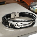 Stainless Steel Men'S Jewelry Leather Braided Bracelet Musical Instrument V