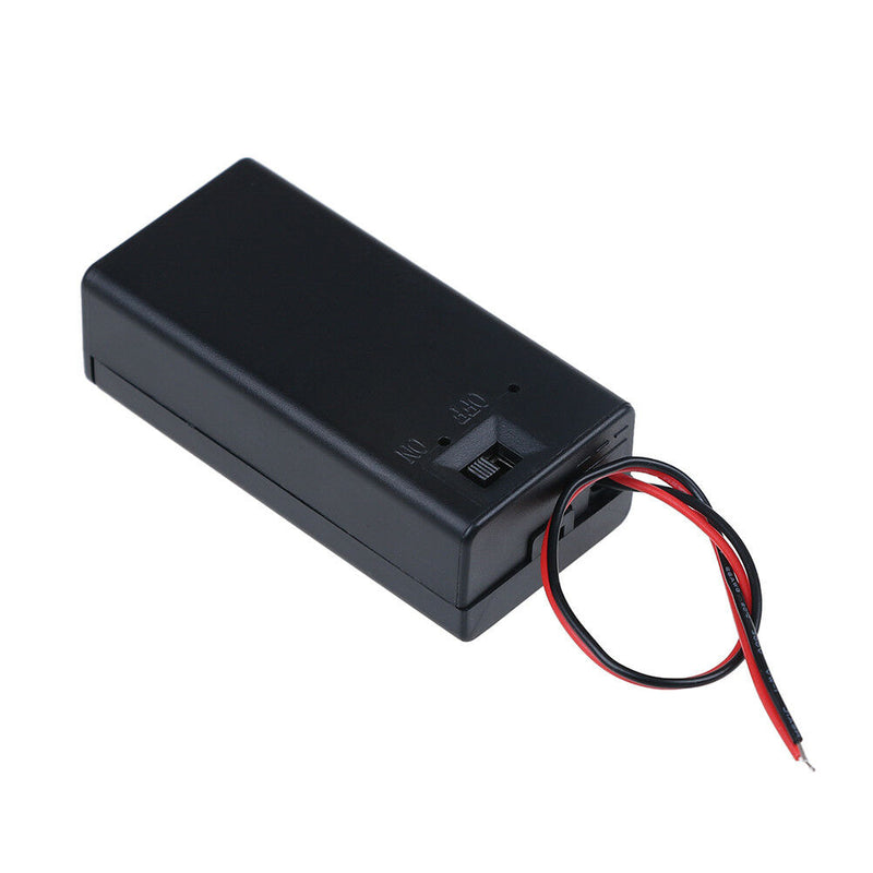 9V Volt PP3 battery holder box dc case w/ wire lead on/off switch cover  JR