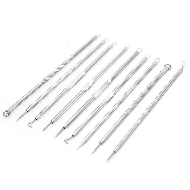 9pcs Blackhead Pimple Blemish Comedone Acne needle Extractor Remover Tool Se.AU