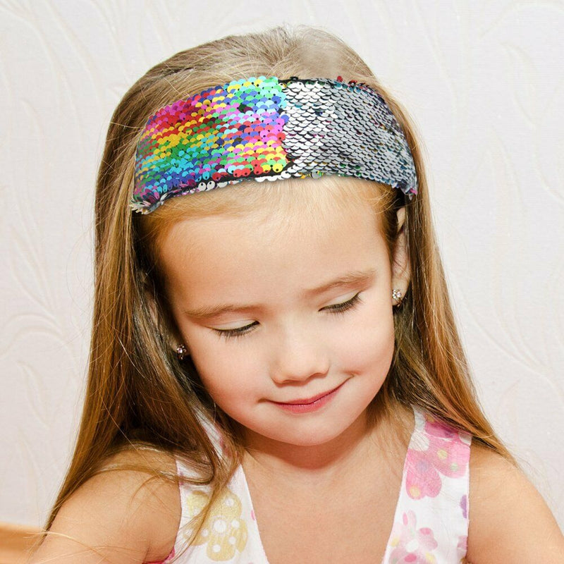Sequin Headbands Mermaid Reversible Sequins Headband Elastic Stretch Sparkl R1F5