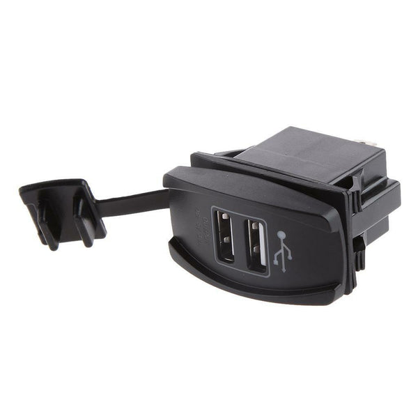Waterproof Blue LED 12V-24V Motorcycle Car 2-USB Power Charger Rocker Switch