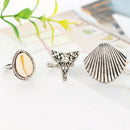 3 Pcs/Set Women Carved Sea Shell Ring Set Knuckle Rings Boho Beach Jewelry  D9Y6