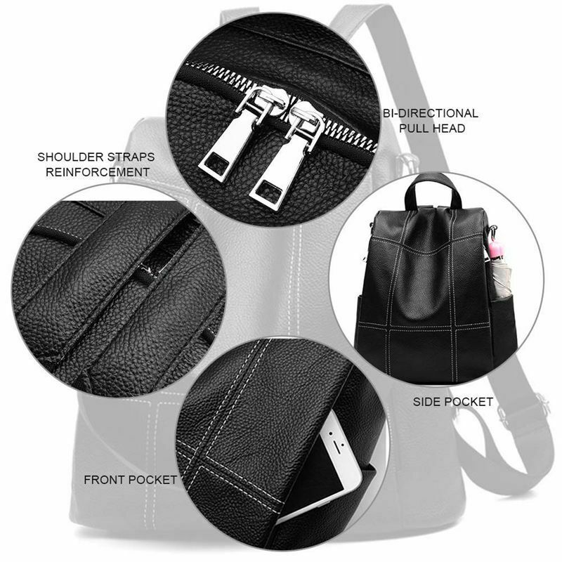 Women Backpack Purse Waterproof Pu Leather Anti-Theft Rucksack Fashion Scho B4R7