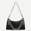 Casual PU Women Handbag Totes Chain Female Underarm Shoulder Bags (Black)