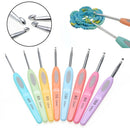 8Pcs Colorful Handle Aluminum Crochet Hooks Knitting Needles Set 2.5mm-6mm