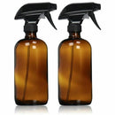 Empty Amber Glass Spray Bottles with Labels (2 Pack) - Refillable Container